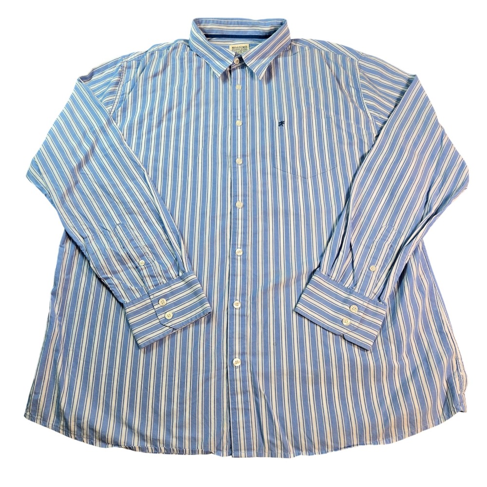 Mossimo Supply Co Men's XL Athletic Fit Blue White Striped Cotton Button Down